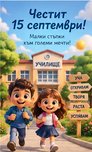 Картичка за първия учебен ден – 3D School World