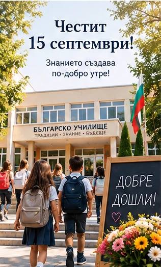 Картичка за 15 септември – модерно българско училище
